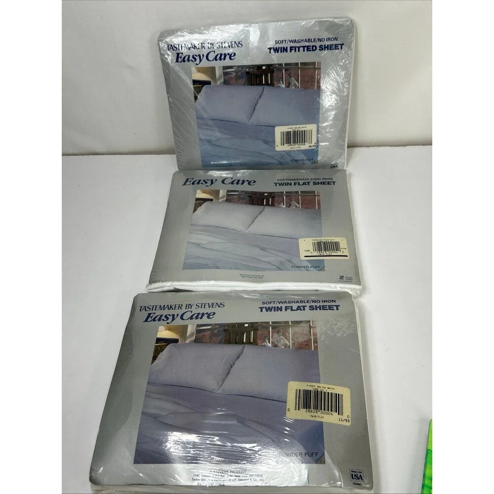 Tastemaker by Stevens Twin Flat Fitted Sheet Set white NOS